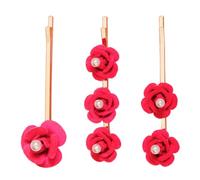 YARNOW 3 Pinzas Cabello Hechas de Tela de Seda y Aleación de Zinc Forma de Rosa y Flor Fáciles de Usar Accesorios Cabello de Mujer para Fiestas y Viajes Románticos