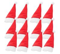 YARNOW 30 Unidades Mini Gorro Navideño de Papá Noel Rojo de Tela de Franela para Porta Utensilios y Piruletas, Decoración Estable y Versátil para Fiestas Navideñas