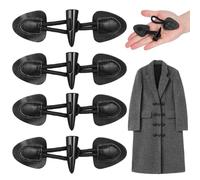 YARNOW 4 Pares de Botones de Cierre para Abrigo de Resina Negra Diseño Clásico y Elegante, Accesorios de Costura Confiables Fina Elaboración para Prendas