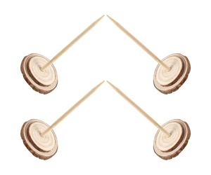 YARNOW 4 Piezas Base para Árbol de Navidad de Madera, Soporte Rústico | Madera Natural, Diseño de Rodaja Clavija, para Adornos Mini y Decoración de Mesa