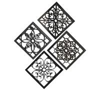 YARNOW 4 Piezas Decoración Estética De La Calcomanías De Pared Póster Arte De La Pared De La Lona Calcomanías De Vinilo De Pared Beige Hogar Muro Unidades Cesta Black De Madera