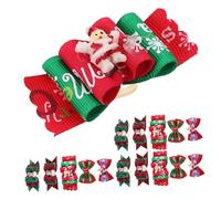 YARNOW 40 Piezas Flor de Cabeza de Arco de muñeco de Nieve navideño para Mascotas con Banda elástica Lazo de Pelo para Navidad Soporte de de Caballo de Navidad gomillas Pelo Invierno