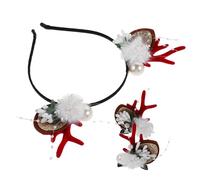 YARNOW 4piezas Accesorios Cabello Navideños Diadema con Astas de Ciervo Pasadores de Cuerno de Ciervo Tocado para Fiesta Navideña