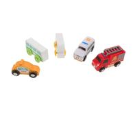 YARNOW 5 Coches de Madera para Navidad, Tren, autobús, Coche de policía, camión de Bomberos, Helado, vehículos educativos para niños pequeños, Regalo de cumpleaños.