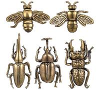YARNOW 5 Piezas De Adornos De Bronce Antiguo Palitos De Cóctel Estatua De Hada Con Arpa Figuras De Insectos Juguete De Abeja Decoración De Escarabajo En Forma De Panal Anillos De