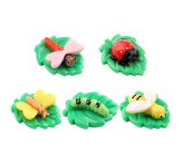 YARNOW 5 Piezas de Pequeñas Estatuas de Resina para Manualidades Adornos de Animales y Hojas, Ligeras y Delicadas para Decoración de Escritorio o Álbum de Recortes
