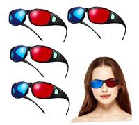 YARNOW 5 piezas Gafas Plásticas Rojo Azul Ligeras Cómodas para Ver Películas Tv