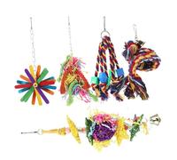 YARNOW 5 Piezas Juguetes Colgantes de Madera para con Cuentas Coloridas Diseño para Jaulas de Pájaros y Periquitos Accesorio para Masticar y Entretener Aves