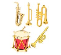 YARNOW 5 Piezas Modelo Mini saxofón casa de muñecas Mini Instrumento de Clarinete para Instrumento clásico en Miniatura Accesorio de Mini Instrumento Musical el plastico Dorado