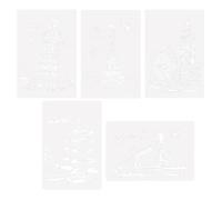 YARNOW 5 Plantillas de Pintura Ligeras Huecas de Plástico Blanco Mejorar la Habilidad Manual para Decoración de Paredes y Muebles en Jóvenes y Adultos