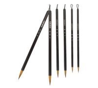 YARNOW 6 Pinceles de Caligrafía Tradicional China Pelo Natural y Mango Metálico Negro, Fáciles de Limpiar para Pintura y Escritura, Ideales para Principiantes