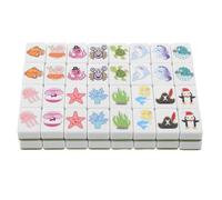 YARNOW 64 fichas de Mahjong con Animales Kawaii: Juego de Memoria con Patrones de Animales del océano - Bloques de Mahjong para Varios Jugadores para la Noche de Año Nuevo (2,3 x 1,5 x 1 cm)