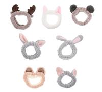 YARNOW 7 piezas Diademas Elásticas para Maquillaje y Spa Bandas de Pelo de Felpa con Diseño de Orejas de Animales para Lavar Cara Aplicar Mascarilla y Cuidado Facial Diario para