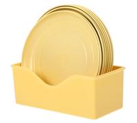 YARNOW 8piezas Platos De Comida para Gatos Base Estable Juego De Cuencos Plásticos Amarillos para Kittens y Gatos De Patas Cortas Dish para Alimento y Golosinas Diseño Antiestrés