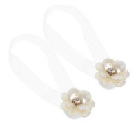 YARNOW Abrazaderas Magnéticas para Cortinas 2 Piezas en Forma de Flor Resina y Cinta de Color Claro, Sujetador Fácil de Usar para Dormitorio y Sala