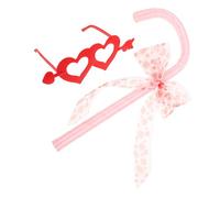 YARNOW Accesorios de Fiesta Halloween y San Valentín Gafas Corazón con Lazo y Bastón Candy Cane Ligero y Duradero para Disfraces y Roles para Baile y Eventos Temáticos