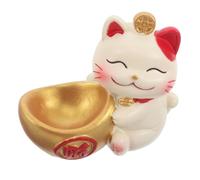 YARNOW Adorno Decorativo de Gato Suerte con Bola de Cristal y Lingote Dorado de Resina, Mini Figura Japonesa para Feng Shui y Colección China