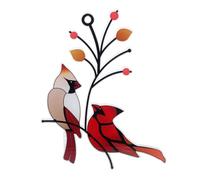 YARNOW Adorno para Jardín y Hogar Decoración Minimalista Colgante de Pájaro Rojo de Vidrio Diseño Hueco Fácil de Limpiar, Hecho de Hierro y Vidrio