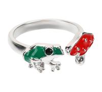 YARNOW Anillo Ajustable de Rana y Seta Vintage, Aleación Resistente, Color Plata, para Mujeres y Adolescentes, Joyería Estética para Uso Diario y Obsequio Elegante