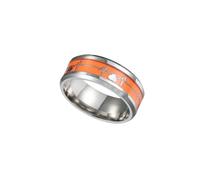 YARNOW Anillo de Humor Dedo Diseño de Electrocardiografía y Noctilucencia, Acero Inoxidable Color Naranja, Talla 7, Adecuado para Ceremonia de Boda y Fiesta
