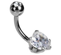 YARNOW Anillo de Ombligo para Mujer Acero Inoxidable Doble Diamante Corazón Zirconia Pequeño Anillo Botón Joyería para Piercing Uso Diario Fiesta