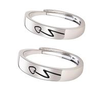 YARNOW Anillos de Ajustables Abiertos para Hombre y Mujer Diseño Corazón Vintage 2 Piezas para San Valentín Obsequio Romántico de Compromiso y Promesa