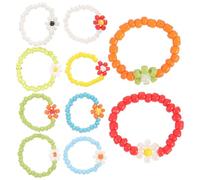 YARNOW Anillos de Cuentas para Niñas, Anillos de Dedo Coloridos, Tamaño Ajustable, Diseño Floral Trenzado, Accesorios de Joyería para Fiesta y Disfraz, Pack de 10 Piezas