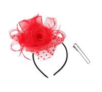 YARNOW Aros Cabello Velo en Forma de Rosa Roja, Banda Ligera y Creativa de Malla para Fiestas y Eventos Obsequios
