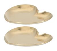 YARNOW Bandeja Decorativa de Acero Inoxidable Dorado Forma de Corazón, Resistente a Roturas y Reutilizable, Adecuado para Servir Postres y Aperitivos en Casa, Pack de 2 Piezas