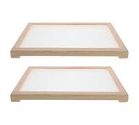 YARNOW Bandeja Rectangular de Madera para Secar Alimentos y Plantas, Diseño Bien Ventilado, 2 Piezas Apilables para Uso en Cocina y Exteriores