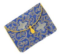 YARNOW Bolsa De Almacenamiento De Escrituras Budistas y Libros De Música 23x17 Cm Bolsa Pequeña De Brocado Azul Vintage Estilo Étnico Adecuado Para Viajes y Oficina Para Estudiantes y Practicantes