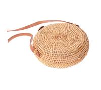 YARNOW Bolso de Hombro para Mujer de Ratán Redondo Hecho Mano Bolso Bandolera Mini Casual para Verano Bolsa Artesanal Ligera para Playa y Viaje