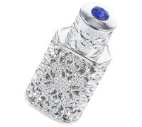 YARNOW Botella de Perfume Recargable de 3 Ml, Frasco Vacío Metálico Plateado Diseño Hueco y Grabado, Botella Portátil para Aceites Esenciales y Aromaterapia, Frasco Decorativo para Hogar