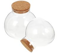 YARNOW Botella Ecológica de Vidrio Transparente Tarro para Terrario Cerrado 2 Piezas Tapón de Corcho para Plantas de Aire y Decoración de Micropaisajes