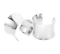 YARNOW Brazaletes Abiertos Metálicos Gruesos Geométricos Para Mujer Estilo Punk Accesorios De Moda Urbana Joyería Pulsera De Muñeca Curva Plateada Un Par