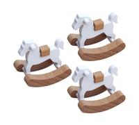 YARNOW Caballito Balancín de Madera para Casa de Muñecas, 3 Piezas, Decoración Confiable y Elegante para Sala de Juegos Infantil