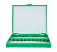YARNOW Caja de Almacenamiento Material Plástico y Esponja Verde para Diapositivas de Microscopio Ranuras Numeradas Adecuado para Proteger y Organizar Muestras Biológicas