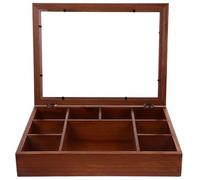 YARNOW Caja Expositora de Madera Compartimentos Múltiples para Almacenamiento de Joyas y Minerales, Tapa Resistente para Protección y Exhibición en Colecciones y Uso Doméstico