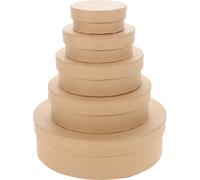 YARNOW Cajas Redondas de Papel Kraft para Obsequio y Almacenamiento Tamaño 6X4X2 CM Set de 5 Unidades para Dulces Pasteles Fiestas y Embalaje Práctico