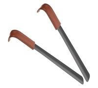 YARNOW Calzador de Acero Inoxidable 2 Piezas Funda de Cuero Marrón Mango Largo Ergonómico para Personas Mayores y Embarazadas Ayuda Práctica para Calzar Botas y Zapatos Cómodamente