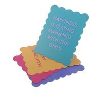 YARNOW Cartas para Barajar Mahjong de PVC 4 Piezas Colores Azul Rosa Naranja y Verde con Bordes Ondulados y Refranes Divertidos Mezclador Portátil para Juegos Sociales y Reuniones