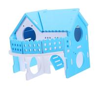 YARNOW Casa De Mascotas Villa De Dos Pisos Azul Blanco Escondite para Hámster Casas para Hámster para Dormir Jaula