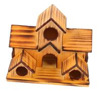 YARNOW Casa de Pájaros de Madera Natural para Exteriores Casita con Diseño Forma de Casa Comedero y Nido para Aves Pequeñas como Periquitos Gorriones y Pinzones Segura y Fácil de Instalar