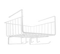 YARNOW Cesta Colgante para Gabinete de Acero al Carbono de Color Blanco, Organizador de Almacenamiento Debajo del Estante, Cesta Apilable para Cocina y Oficina, Estante Práctico