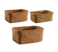 YARNOW Cesta de Almacenamiento de Paja Trenzada Portátil y Fácil de Usar 3 Piezas Diseño Simple para Organizar Frutas y Pan para Hogar y Escritorio