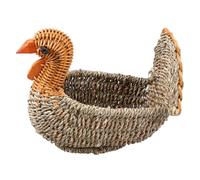 YARNOW Cesta de Almacenamiento Hogar Diseño Abierto de Madera, Organizador Multifuncional Forma de Pavo de Paja, Adecuado para Decoración y Uso Diario Varios estilos