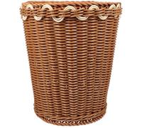YARNOW Cesta Tejida de Ratán Sintético Cubo de Basura Práctico Marrón Capacidad Razonable y Acabado Delicado para Almacenamiento en Estudio y Hogar