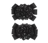 YARNOW Clips para Zapatos de Tacón Lazo Negro y Cristales Accesorios Decorativos para Zapatos Broches de Joyería para Bodas Fiestas y Graduaciones 1 Par
