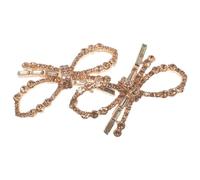 YARNOW Clips para Zapatos Decorativos Lazo de Hierro y Pedrería Dorada, Resistentes al Óxido y Fáciles de Instalar para Variedad de Ocasiones, 1 Par