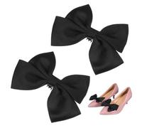 YARNOW Clips para Zapatos Lazo Negro Hechos a Mano, Hebilla Decorativa Fácil de Instalar y Quitar para Fiestas y Fotos Calle